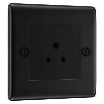 BG Nexus Matt Black 2A Unswitched Round Pin Socket NFB28B with 25mm Steel Back Box
