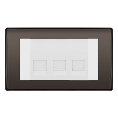 BG Nexus Black Nickel 3 Gang Master Telephone Socket, Screw Terminal - White Insert by British General (BG-NBNBTMS3W)