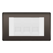 BG Nexus Black Nickel 3 Gang Master Telephone Socket, Screw Terminal - White Insert by British General (BG-NBNBTMS3W)