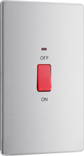 BG Electrical FBS72 Nexus Screwless Flat-Plate Cooker Switch Brushed Steel Neon 2 Way 45A