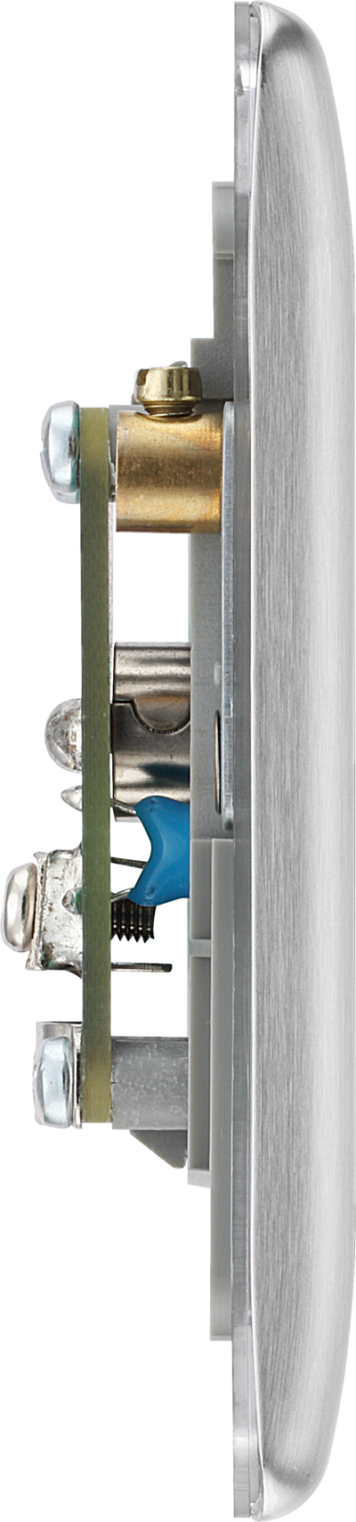 NBS63 Side - This isolated coaxial socket from British General has 2 connection points for TV or FM coaxial aerial connections. An isolated aerial connection is ideal for use where a communal dish or aerial is used such as in a block of flats.