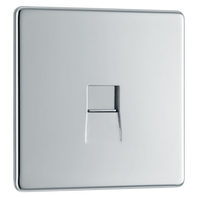 BG Screwless Polished Chrome 1 Gang Master Telephone Socket FPCBTM1 with 25mm Steel Back Box
