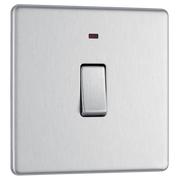 BG Electrical FBS31 Nexus Screwless Flat-Plate Single Switch Brushed Steel Neon 2 Way 20A by British General (BG-FBS31-Shopify-SA_1)