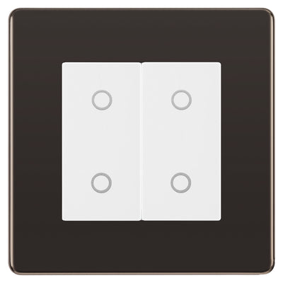BG Nexus Screwless Black Nickel Double Secondary Touch Dimmer Switch White Inserts by British General (BG-EMTDSW+FBNEMS2)