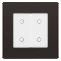BG Nexus Screwless Black Nickel Double Secondary Touch Dimmer Switch White Inserts