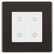 BG Nexus Screwless Black Nickel Double Secondary Touch Dimmer Switch White Inserts by British General (BG-EMTDSW+FBNEMS2)