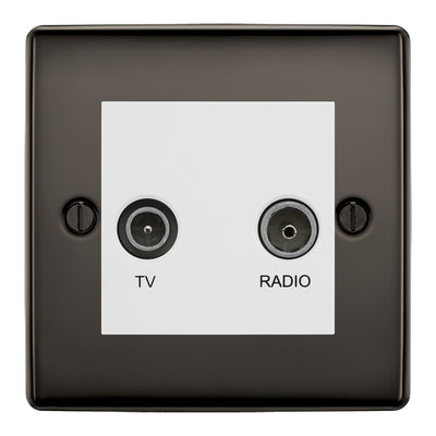 BG Nexus Metal Black Nickel TV & FM Socket NBN66W by British General (BG-NBN66W)