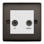 BG Nexus Metal Black Nickel TV & FM Socket NBN66W by British General (BG-NBN66W)