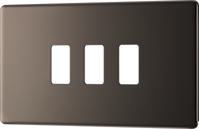 BG RFBN3 Nexus Screwless Grid Black Nickel 3 Module Front Plate