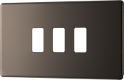 BG RFBN3 Nexus Screwless Grid Black Nickel 3 Module Front Plate