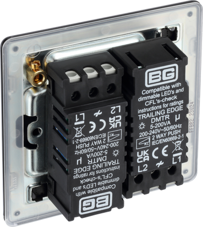 BG FFB82-01 2 Gang 2 Way 200w Dimmer Matt Black by British General (BG-FFB82-1)