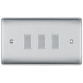 BG Brushed Steel 3 Gang Light Switch 1x Intermediate 2x 2 Way Custom Switch