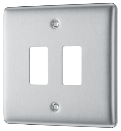 BG RNBS2 Nexus Grid Brushed Steel 2 Module Front Plate