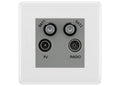 BG White Moulded TV/FM/2x SAT Quadplex Socket – Grey Insert