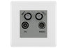BG White Moulded TV/FM/2x SAT Quadplex Socket – Grey Insert by British General (BG-NWMTVFMSAT2G)