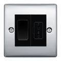 BG Nexus Polished Chrome 2 Way Light Switch & 13A Fused Spur Plate | Black Insert