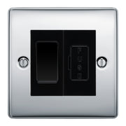 BG Nexus Polished Chrome 2 Way Light Switch & 13A Fused Spur Plate | Black Insert