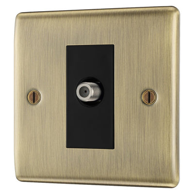 BG Nexus Antique Brass Single Satellite Socket with Surface Pattress Back Box