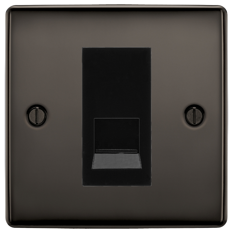 BG Nexus Black Nickel Single Secondary Telephone Socket, Screw Terminal - Black Insert