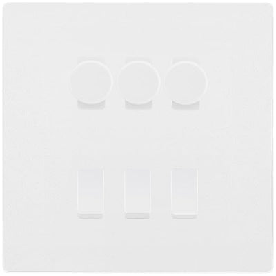 BG Evolve Pearlescent White 6 Gang Switch 3x Trailing Edge LED Dimmer 3x 2Way Custom Switch by British General (BG-Evolve-CL-6G-CUSTOM-3x-Dimmer-3x-2WAY)