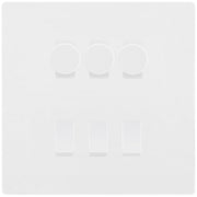 BG Evolve Pearlescent White 6 Gang Switch 3x Trailing Edge LED Dimmer 3x 2Way Custom Switch by British General (BG-Evolve-CL-6G-CUSTOM-3x-Dimmer-3x-2WAY)