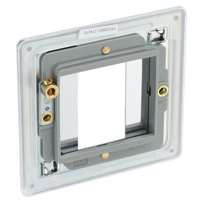 BG Flatplate Screwless Polished Chrome 20AX 2 Way Emergency Lighting Test Key Switch - Key Included - Grey Insert