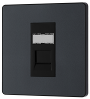 BG Evolve PCDMGRJ451B Matt Grey RJ45 Cat6 Data Outlet - Black Insert by British General (BG-PCDMGRJ451B-Shopify-SA_1)
