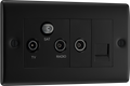 BG NFB68 Nexus Metal Triplex TV/FM/Sat Socket + Return & Tel. - Black Insert - Matt Black