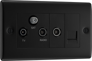 BG NFB68 Nexus Metal Triplex TV/FM/Sat Socket + Return & Tel. - Black Insert - Matt Black by British General (BG-NFB68-Shopify-SA_1)