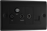 BG NFB68 Nexus Metal Triplex TV/FM/Sat Socket + Return & Tel. - Black Insert - Matt Black by British General (BG-NFB68-Shopify-SA_1)
