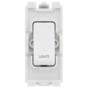 BG Evolve White RRLTPCDW 20A Double Pole Appliance Grid Switch Labelled Lights by British General (BG-RRLTPCDW+RPCDW30)