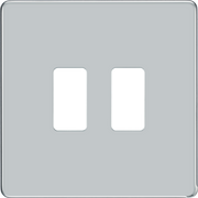 BG RFPC2 Nexus Screwless Grid Polished Chrome 2 Module Front Plate