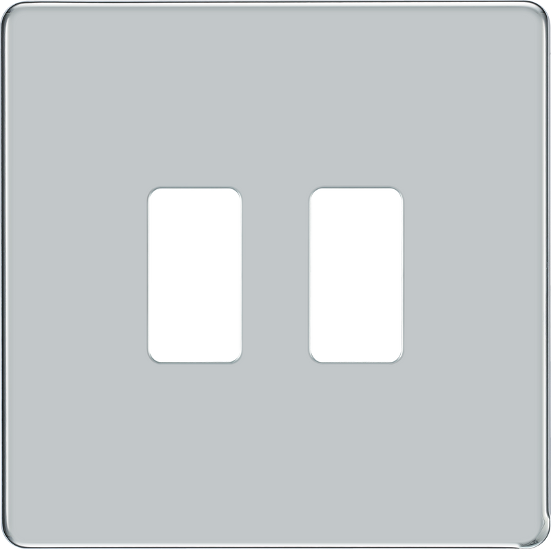 BG RFPC2 Nexus Screwless Grid Polished Chrome 2 Module Front Plate