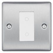 BG Nexus Brushed Steel Single Master Touch Dimmer Switch White Insert NBSTDM1W by British General (BG-EMTDMW+NBSEMS1)