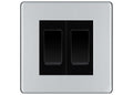 BG Polished Chrome 2 Gang 20AX 2-Way Switch Custom Grid – Black Insert