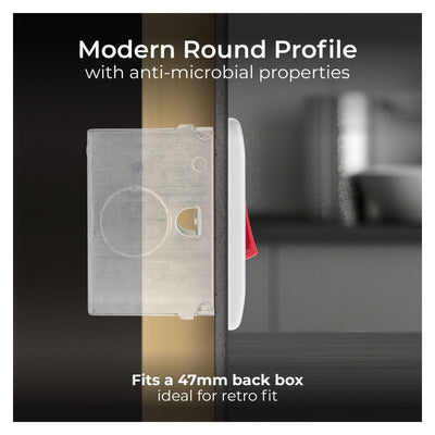 BG 874 Moulded Round Edge | White | 1 Gang 45A 2 Pole Neon Cooker Switch