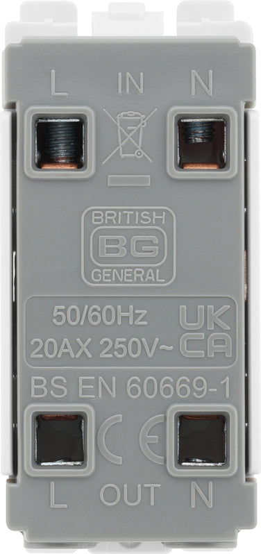 BG RPCDB30KY Evolve Grid Black 20A 20AX 2 Pole Secret Key Switch Module