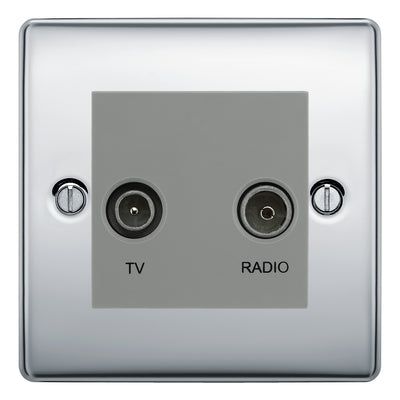 BG Nexus Metal Polished Chrome TV & FM Socket NPC66G
