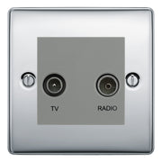 BG Nexus Metal Polished Chrome TV & FM Socket NPC66G by British General (BG-NPC66G)