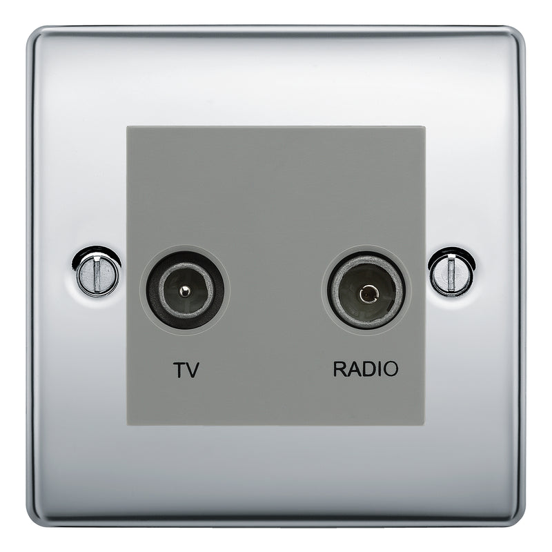 BG Nexus Metal Polished Chrome TV & FM Socket NPC66G