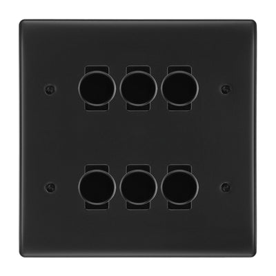 BG Matt Black 6 Gang 2 Way Trailing Edge Dimmer LED Compatible Custom Grid Switch