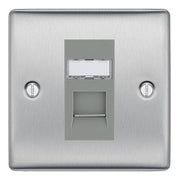 BG Nexus Metal Brushed 1 Gang RJ45 Data Socket NBSRJ451 Grey Insert by British General