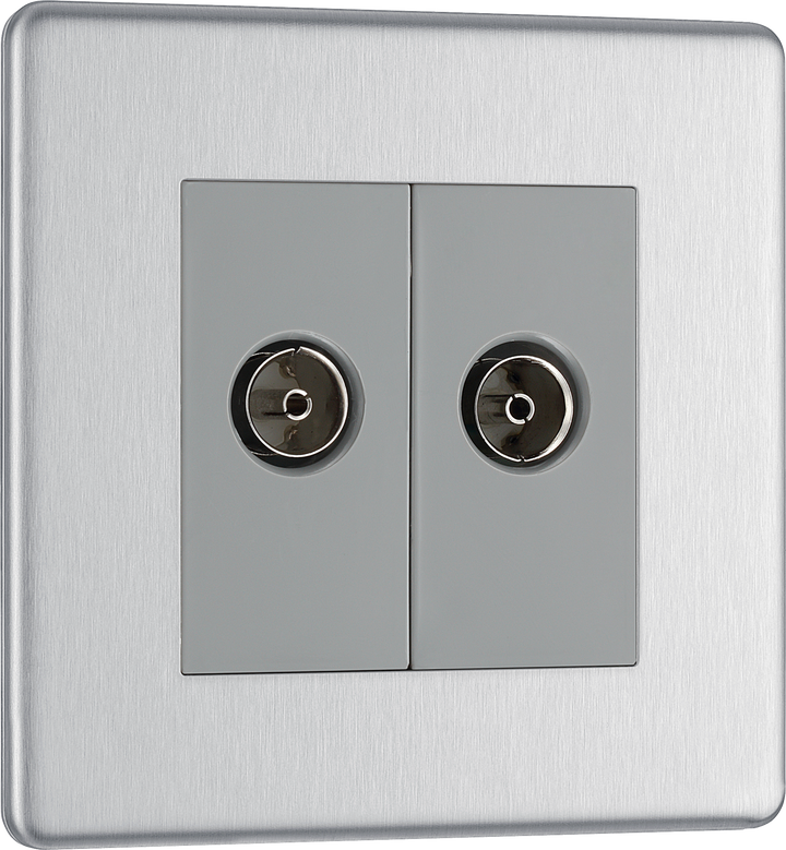 FBS61 Front - This coaxial socket from British General has 2 connection points for TV or FM aerial connections.