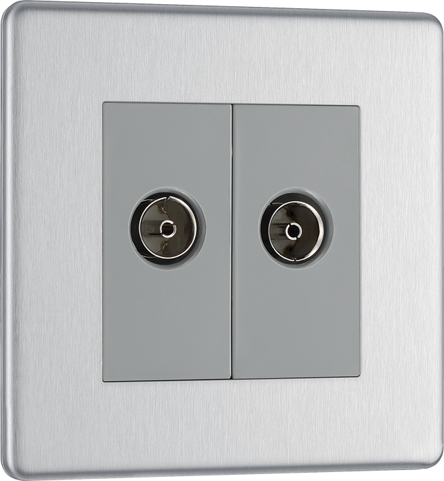 FBS61 Front - This coaxial socket from British General has 2 connection points for TV or FM aerial connections.