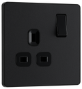BG Evolve PCDMB21B Matt Black 1 Gang 13A Switched Socket-Black Insert