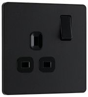 BG Evolve PCDMB21B Matt Black 1 Gang 13A Switched Socket-Black Insert by British General (BG-PCDMB21B-Shopify-SA_1)