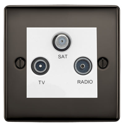BG Nexus Metal Black Nickel TV/FM/SAT Socket NBN67W by British General (BG-NBN67W)