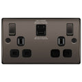 BG NBN22UACB Double 13 Amp Socket Outlet with A and C type USB Charger Black Nickel