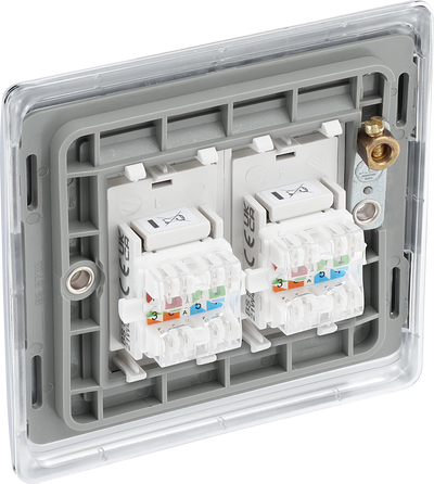 BG NPCRJ452 Nexus Metal Polished Chrome 2 Gang RJ45 Data Outlet
