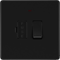 BG FFB52 Flatplate Screwless Matt Black 13A Neon Switched Fused Connection Unit
